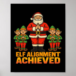 Poster Alinhamento de Elfo Alcançado Ioga Papai Noel e El