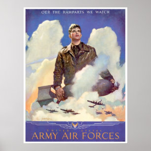 Poster Alistamento das forças aéreas do exército de WW