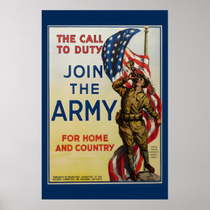 Poster Aliste-se no Exército 1917 Primeira Guerra Mundial