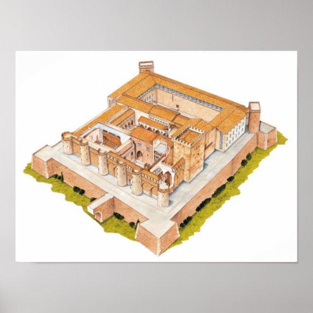 Poster Aljaferia. Espanha de Saragoça. Palácio islâmico (Frente)