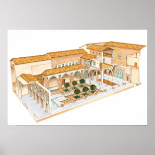 Pôster Aljaferia. Espanha de Zaragoza. Palácio islâmico