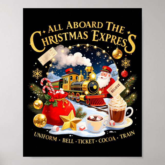 Poster All Aboard The Christmas Express Train Santa Holid (Frente)