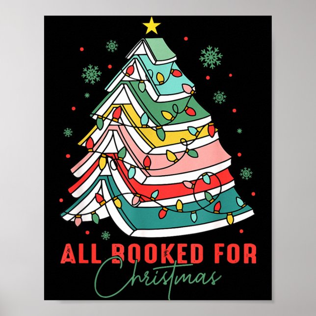 Poster All Booked For Christmas Teacher Librarian Book Lo (Frente)