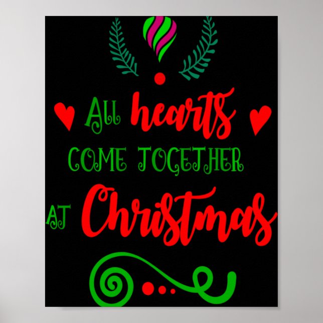 Poster All Hearts Come Together At Christmas Holiday Kids (Frente)