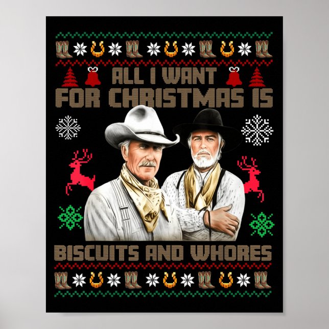 Poster All I Want For Christmas Is Biscuits Funny Ugly Ch (Frente)