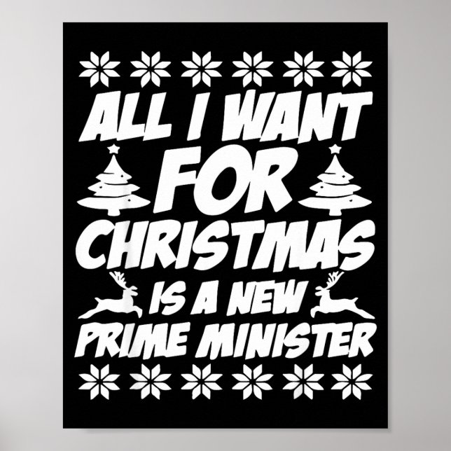 Poster All I Want For Xmas Is A New Prime Minister Funny  (Frente)