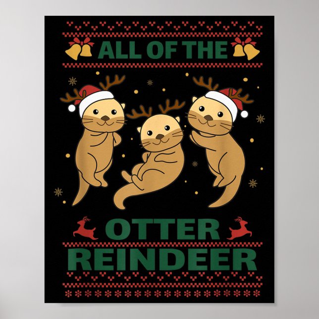 Poster All Of The Otter Reindeer Sweet Christmas Otters  (Frente)