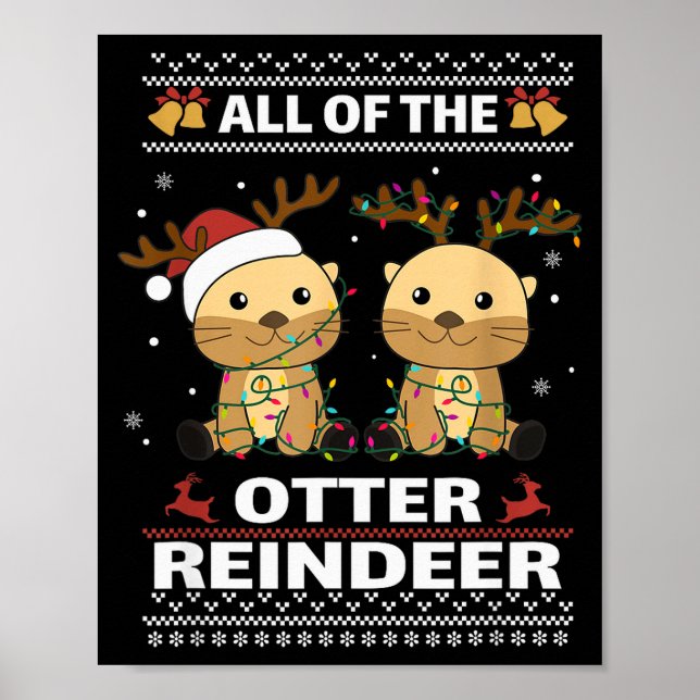 Poster All Of The Otter Reindeer Sweet Christmas Otters  (Frente)