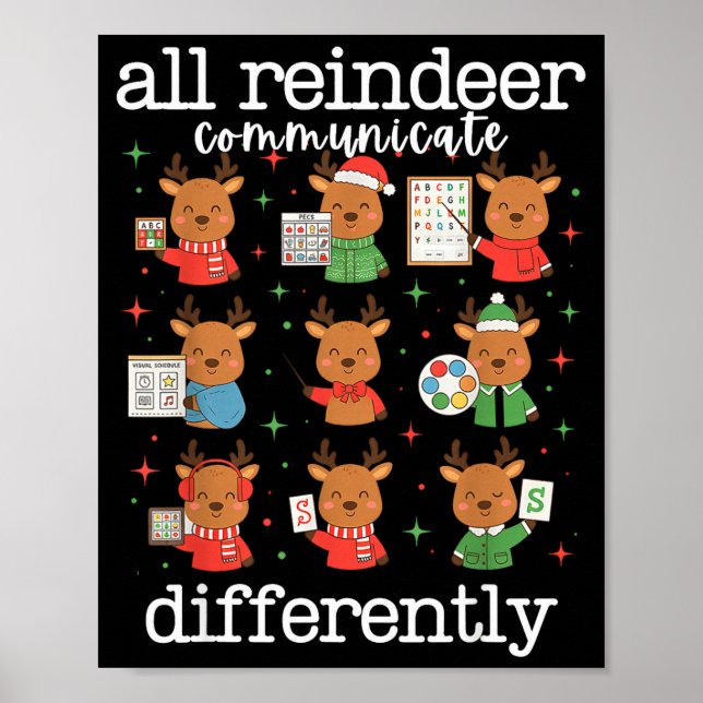 Poster All Reindeer Communicate Differently Xmas Autism A (Frente)