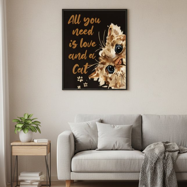 Poster All You Need is Love and a Cat Wall Art (Criador carregado)