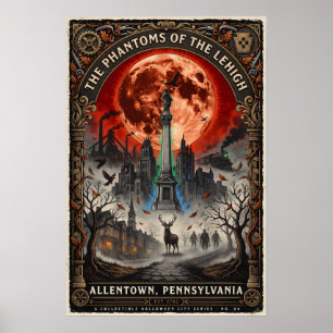 Poster Allentown Assombrada, PA Viagem de Terror Vintage