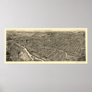 Poster Allentown, mapa panorâmico do PA - 1922