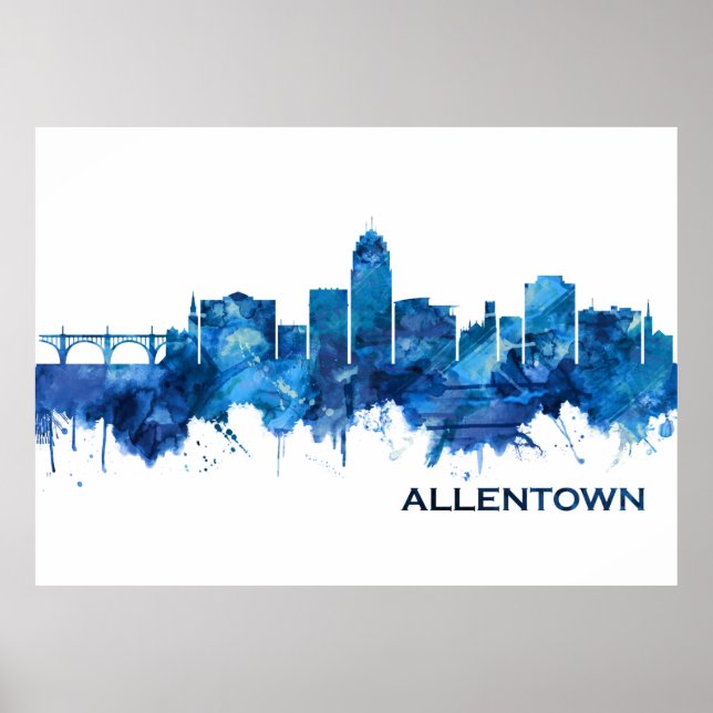 Poster Allentown Pennsylvania Skyline Blue (Frente)