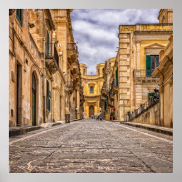 Poster Alley Historic Old Town Sicily Italy