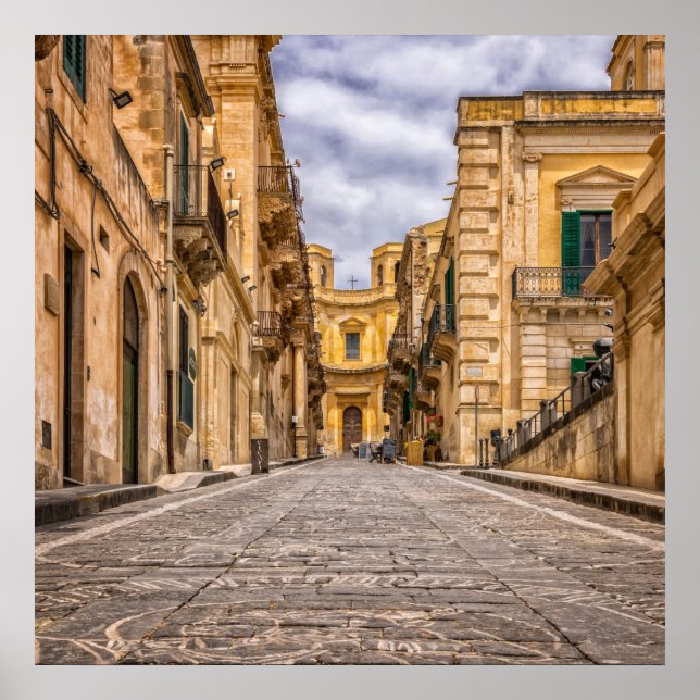 Poster Alley Historic Old Town Sicily Italy (Frente)