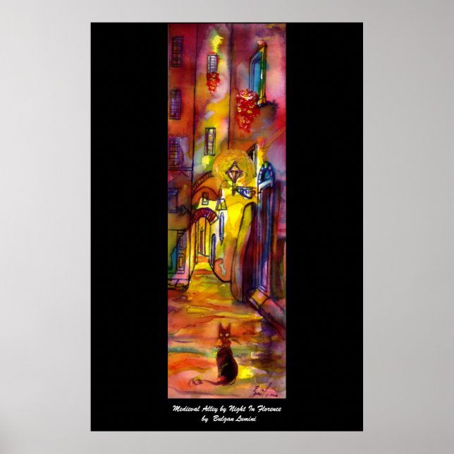 Poster Alley medieval à noite em Florença (Frente)