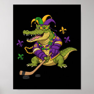Poster Alligador de hóquei Crocodilo Mardi Gras Mulheres