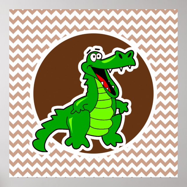 Poster Alligator; Brown Chevron (Frente)