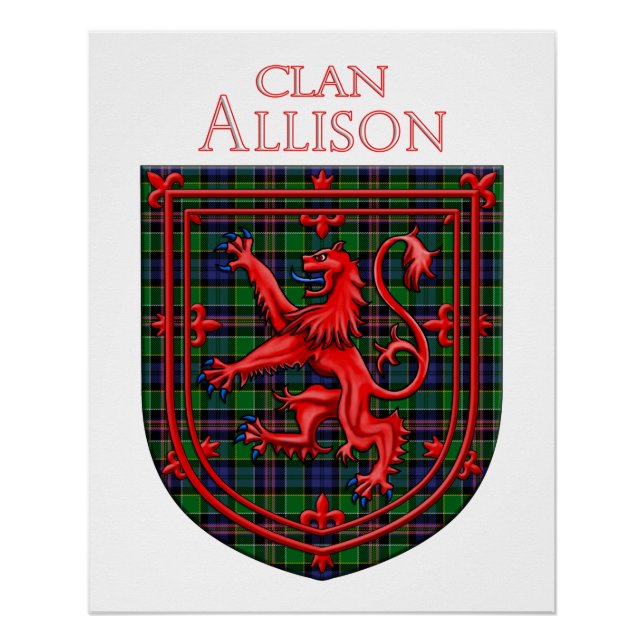 Pôster Allison Tartan Scottish Xadrez Lion Rampant (Frente)