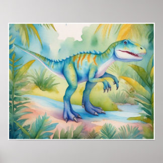 Poster Allosaurus Watercolor NurserArt