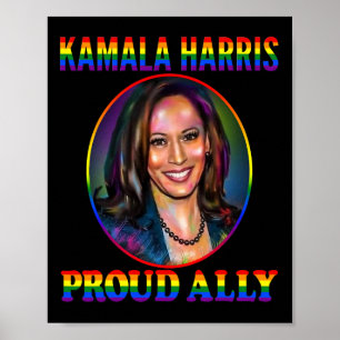 Poster Ally Kamala Harris Orgulho gay Mont De Sinalizador