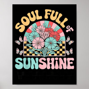 Poster Alma Cheia de Floral Retrô de Verão Sol