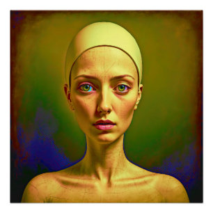 Pôster Alma de porcelana rachada - Retrato colorido