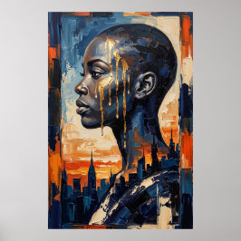 Poster Alma Negra Urbana Moderna Silhueta da Cidade