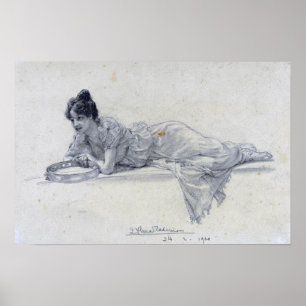 Poster Alma-Tadema - Reclinando Mulher Com Tambourine 190