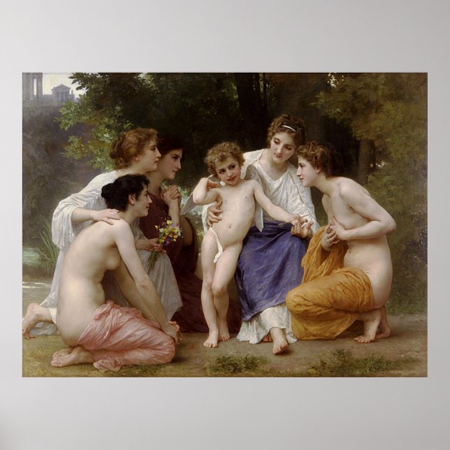Poster Almiração de Bouguereau (L'admiration) (1867) (Frente)