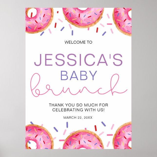 Poster Almofada de Bebê das Rosquinhas Watercolor (Frente)