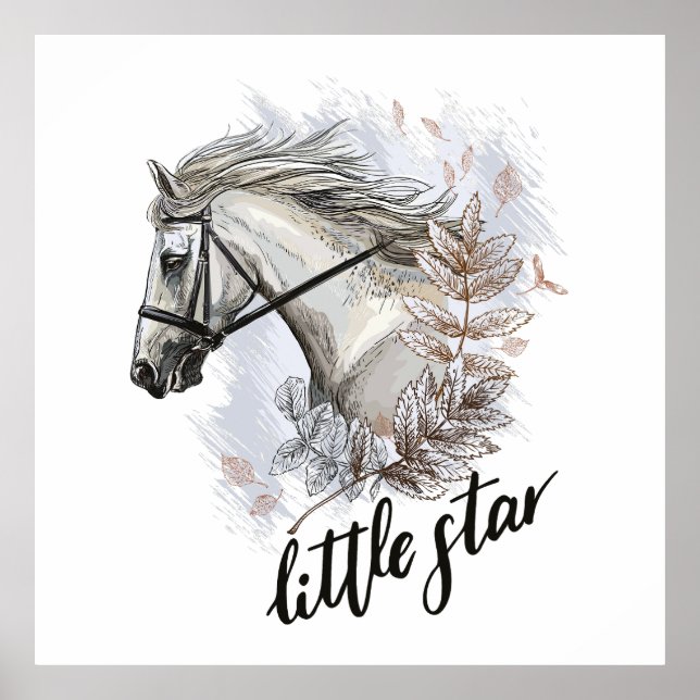 Poster Almofada de lançamento com desenho de cavalo com p (Frente)