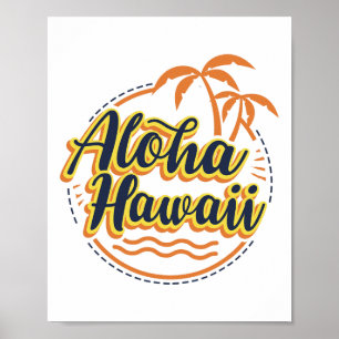 Poster Aloha Beaches Hawaii Palms Vintage Surfer Shirt