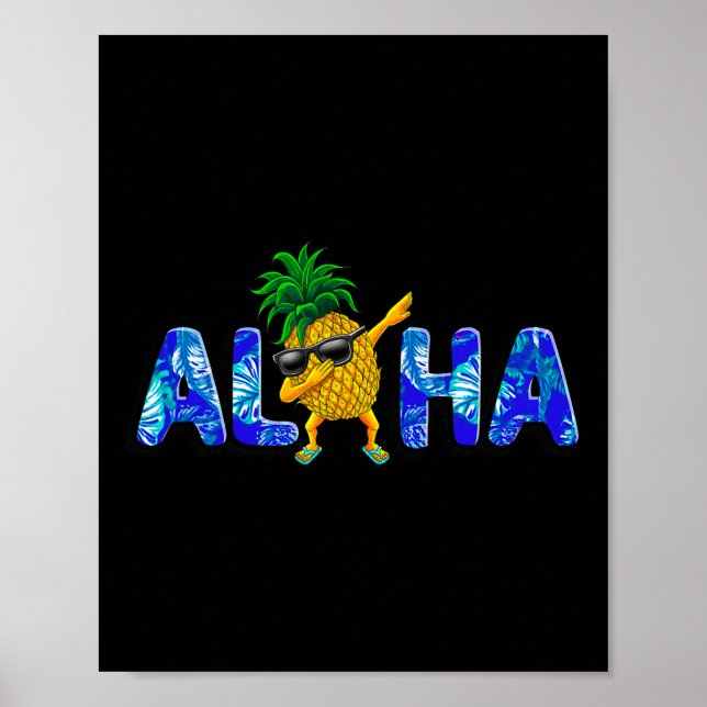 Poster Aloha Dabbing Pineapple Sungles Praias Hawaii Haw (Frente)