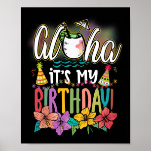 Poster Aloha É Meu Aniversário Havaiano Aloha Beaches Haw
