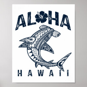 Poster Aloha Havaí Tril Tubarão Polinésio Havaiano Praia