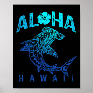 Poster Aloha Havaí Tril Tubarão Polinésio Havaiano Praia