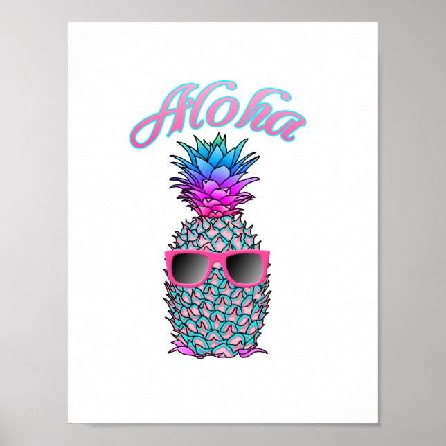 Pôster Aloha Havaiana Colorida (Frente)