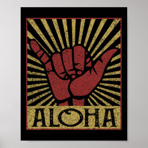 Poster Aloha Havaiano Havaí Antigo Envelhecido Sinal Shak