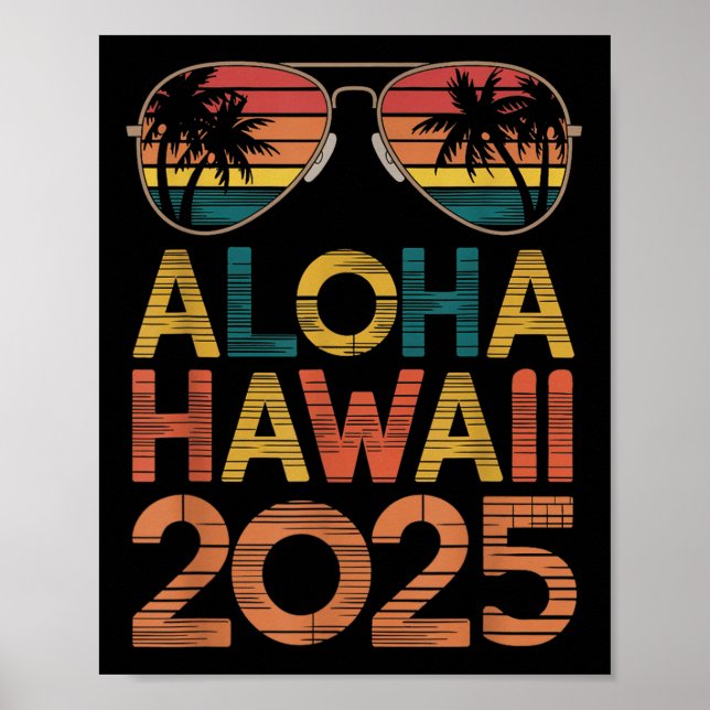 Poster Aloha Hawaii 2025 Perfeito Para Summer Trip Beach  (Frente)