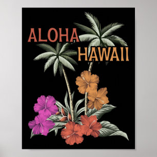 Poster Aloha Hawaii Luau Hawaiian Hibiscus Flowers Vacati