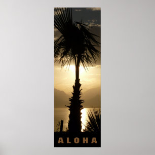 Pôster Aloha Hawaii Palm Tres Tropics Viagem Sunset