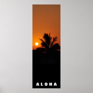 Pôster Aloha Hawaii Palm Tres Tropics Viagem Sunset