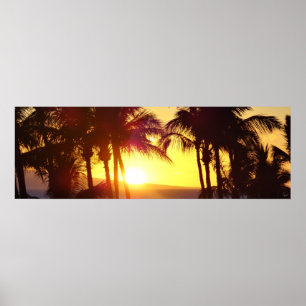 Poster Aloha Hawaii Palm Tres Tropics Viagem Sunset