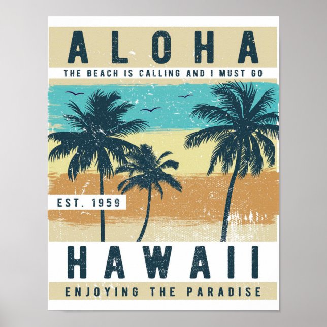 Poster Aloha Hawaii Retro Travel (Frente)