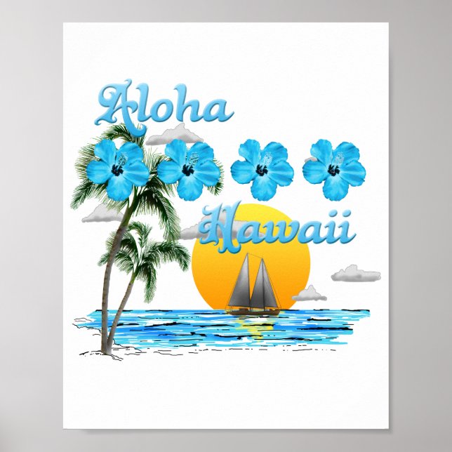 Poster Aloha Hawaii Sailing Sunset (Frente)