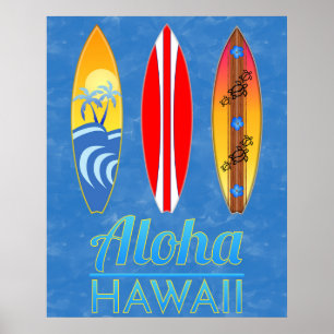 Poster Aloha Hawaii Surfboards