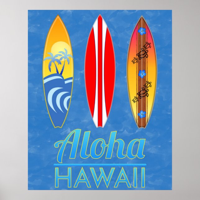 Poster Aloha Hawaii Surfboards (Frente)