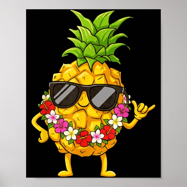 Poster Aloha Hawaiian Cute Ne Shaka Hibiscus Kids Girls  (Frente)