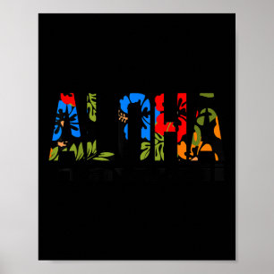 Poster Aloha Hawaiian Flowers Hawaii Engraçado Surf de Va